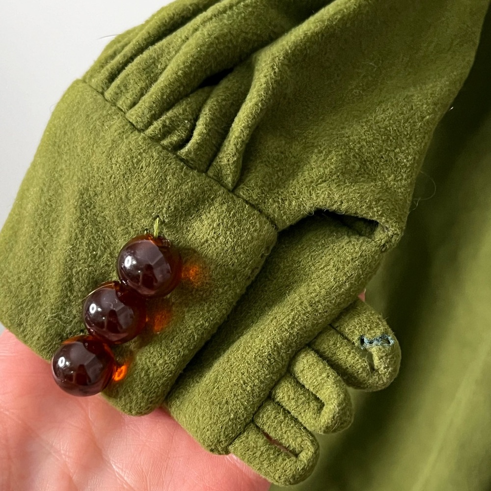 TRUE Vintage 70s Retro Handmade Shift Gogo Mini Dress - Green BOHO gem - Picture 4 of 9